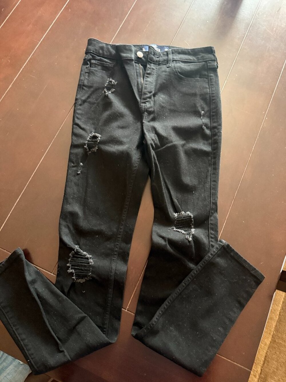 Hollister 5L W27 L32 Black distressed super skinny distressed jeans